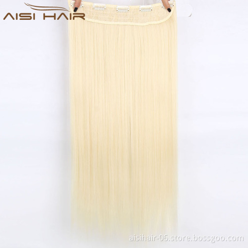 AiSi Hair 16 Color 24 Inch One Piece Long Straight Synthetic 5 Clips In Hair Extension